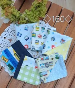 ガーゼハンカチ　ハンドメイド　電車　男の子　18×18cm　No.160