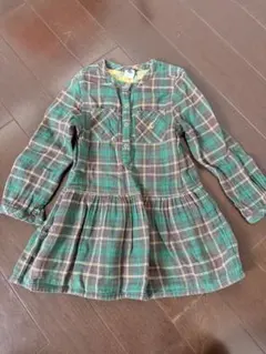 PETIT BATEAU チェック柄長袖ワンピース 108cm