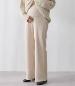 新品・タグ付き／セルフカットできるマタニティリブストレートらくちんパンツ
