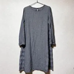 ワンピース　M　グレー千鳥柄 上品ナチュラル大人可愛いミディ丈ワンピ
