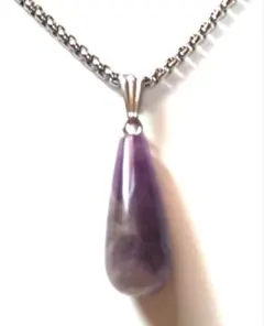 アメジスト雫ネックレス 60cm 男女兼用 2way 上品
