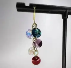 クリスタル ピアス ブルー アメジスト レッド