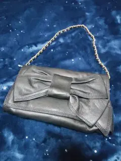 kate spade ブラックレザー クラッチバッグ