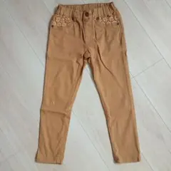 レースポケット付きベージュロングパンツ120