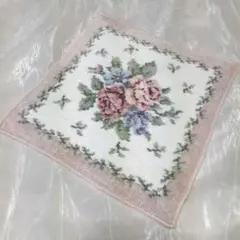 Hotman　シェニール織　タオルハンカチ　ALPALOH　薔薇　花柄　ピンク