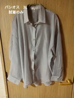 3L　パシオス CONTRAIL グレイッシュパープル　シアーシャツ 3L