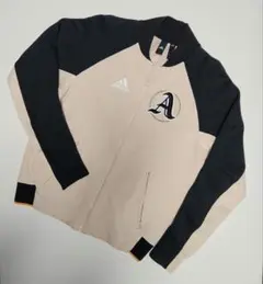 【adidas】 ジップアップ ジャンパー アウターベージュ/ブラックM