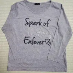 グレーのストーン付き長袖Tシャツ
