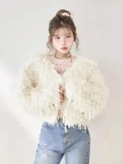 darich カラーループニットカーディガン