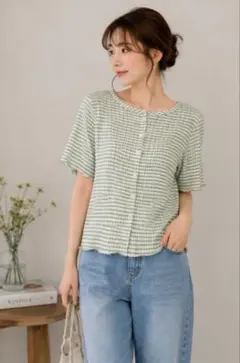 UNITED ARROWS LＴD. 緑 半袖トップス ギンガムチェックのサムネイル