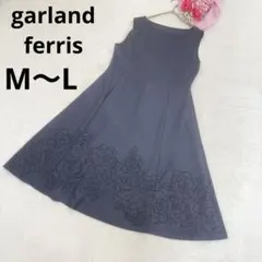 ニコ様!ガーランドフェリス ノースリーブ ワンピース 花柄 濃紺 ネイビー M