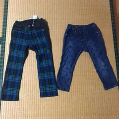 デニム2本セット チェック柄　ドット柄