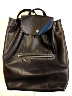 LONGCHAMP ブラックレザーリュック