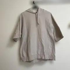 GU ベージュ 半袖パーカー L メンズ　フーディー