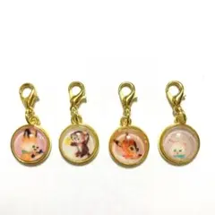 キツネ サル バンビ ウサギ ミニファスナーチャーム　4点セット