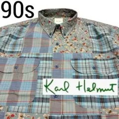 Karl Helmut 花柄チェック パッチワーク フード シャツ ピンクハウス
