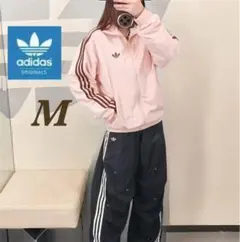 韓国限定⭐️新品S adidas トラックジャケット 刺繍ロゴ ピンク