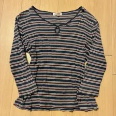 M Gregor ネイビー ストライプ 長袖カットソー