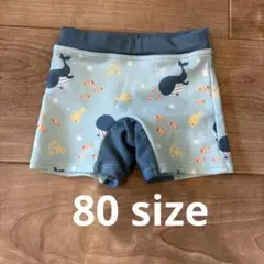 ベビー水着 クジラと魚のプリント 80cm ブルー系