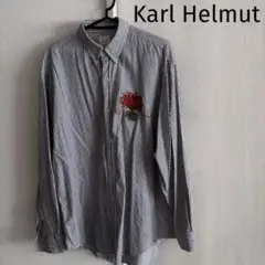 Karl Helmut メンズ　ストライプシャツ 花柄刺繍