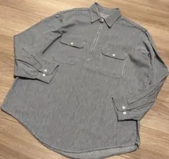 アメリカ製 90s BIG MAC ヒッコリー ハーフジップ シャツ 古着 XL