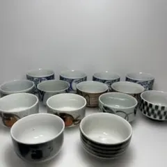 多様なデザインの湯飲み 14個セット