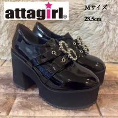 新品　アタガール 厚底 地雷系 ダブルバックル ビジュー　パンプス 黒 Mサイズのサムネイル