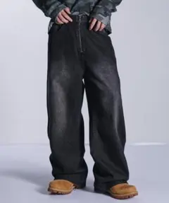 MSG センタージップワイドバギーパンツ ブラック