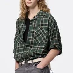 新品未使用☆GU☆オープンカラーボクシーチェックシャツ(5分袖)