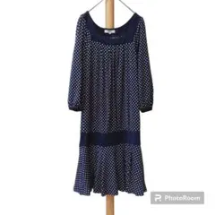 NATURAL BEAUTY BASIC 【S】ひざ丈ワンピース 水玉 総柄