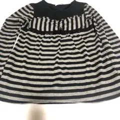 COMME CA FILLE ストライプ 黒　長袖チュニック 140A