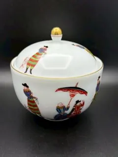 香蘭社 和蘭陀人おらんだじん 蓋物 ホワイト 10.5cm 584-GPL 新品のサムネイル