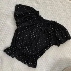 ヘザー　ドット　ブラウス　トップス　黒