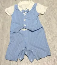 ベビー　蝶ネクタイ付きロンパース　80cm ブルー　セレモニースーツ