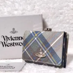 ヴィヴィアンウエストウッド 三つ折り財布 がま口 オーブ タータンチェック