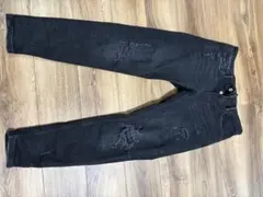 ZARA ブラック ダメージデニムパンツ