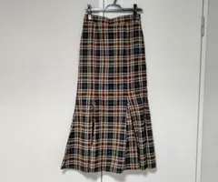 GU チェック柄フレアロングスカート