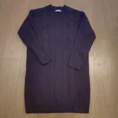 SHOO-LA-RUE ダークブラウン Vネック ケーブル編み ニットワンピース