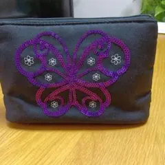 【超美品 アナスイ 花柄刺繍トートバッグ 黒