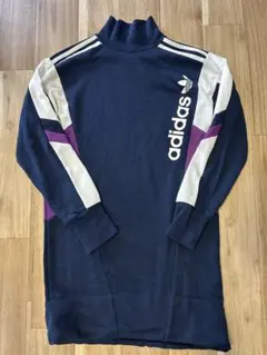 adidas ハイネック ワンピース Sネイビー