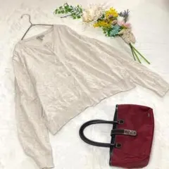 H&M カーディガン オフィスカジュアル シンプル ホワイト ベージュ XL