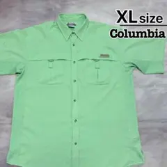 Columbia　フィッシングシャツ　半袖　XL　ライトグリーン　黄緑　古着のサムネイル