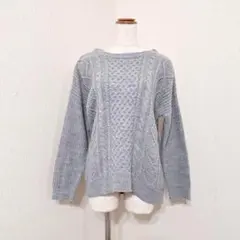 HEALTHY KAREN　ケーブル編みニット　長袖　セーター　グレー系