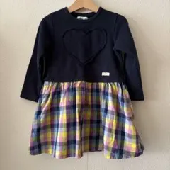 Bobson ワンピース　チェック　ハート　ネイビー