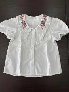 ZARA 刺繍 ホワイト 半袖 ブラウス 122センチ
