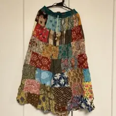 パッチワークデザイン ロングスカート