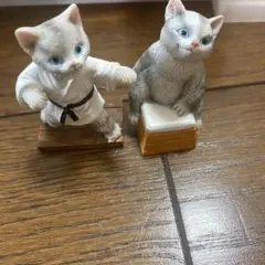 猫 フィギュア 空手着 白猫 ミニチュア 置物 インテリア