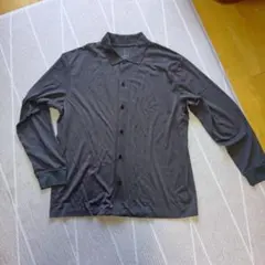 無印良品MUJI　ウール混　天竺編み　シャツカーディガン　ダークグレー