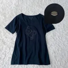 EPOCA エポカ ビジュー刺繍 ストレッチカットソー 黒 40 ロゴプレート付のサムネイル