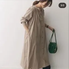 【美品】アーバンリサーチドアーズ　コーデュロイギャザーワンピース　ベージュ